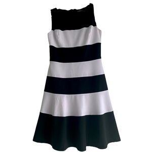 Ralph Lauren black white stripped sleeveless round neck fit & flare midi dress 4